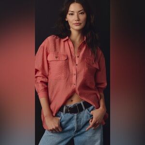 Club Monaco Coral Button-Up Shirt Size Small